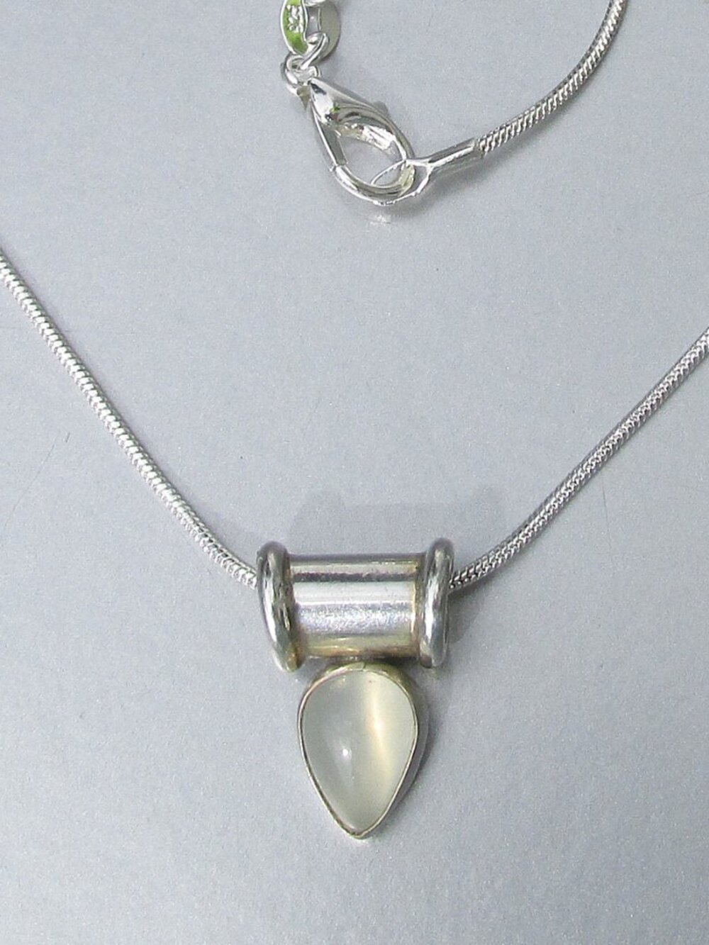 Vintage Native American Navajo P. SKEETS Sterling Moonstone Pendant Necklace